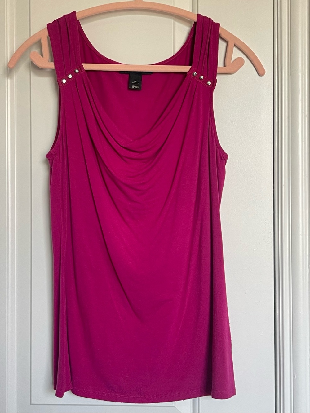 White House Black Market Magenta Pink Drape Neck Tank Top Women’s Medium